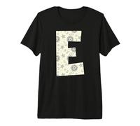 Lettre céleste E Soleil Lune Alphabet Vintage T-Shirt Haut de Gamme