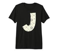 Lettre céleste J Soleil Lune Alphabet Vintage T-Shirt Haut de Gamme