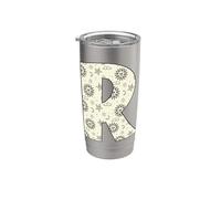 Lettre céleste R soleil lune alphabet vintage Gobelet isotherme en acier inoxydable double paroi