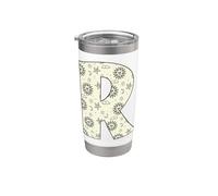 Lettre céleste R soleil lune alphabet vintage Gobelet isotherme en acier inoxydable double paroi