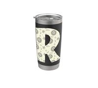 Lettre céleste R soleil lune alphabet vintage Gobelet isotherme en acier inoxydable double paroi