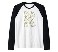 Lettre céleste R Soleil Lune Alphabet Vintage Manche Raglan
