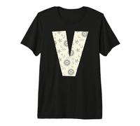 Lettre céleste V Soleil Lune Alphabet Vintage T-Shirt Haut de Gamme