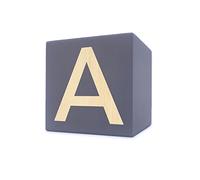 Lettre cube en bois 5 x 5 cm, gris, lettre A