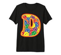Lettre D colorée avec Visage Heureux et Graphique rétro T-Shirt Haut de Gamme