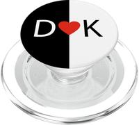 Lettre D Love K en Forme de cœur Noir et Blanc PopSockets PopGrip pour MagSafe