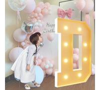 Lettre D lumineuse à LED pour chapiteau de 120 cm - Cadre prédécoupé - Lettres lumineuses géantes pour la maternelle, le lycée
