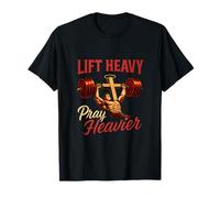 Lettre de la Bible « Lift Heavy Pray Heavy Chrétienne Gym Workout » T-Shirt