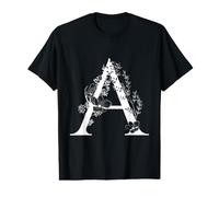 Lettre de l'alphabet Anglais Blanche A Monogramme Initiale Noire T-Shirt Graphique avec Valeur