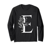 Lettre de l'alphabet Anglais Blanche E Monogramme Initiale Noire Manche Longue