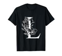 Lettre de l'alphabet Anglais Blanche L Monogramme Initiale Noire T-Shirt