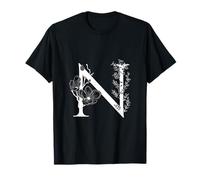 Lettre de l'alphabet Anglais Blanche N Monogramme Initiale Noire T-Shirt