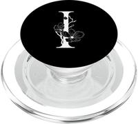 Lettre de l'alphabet Anglaise Blanche I Monogramme Initiale Noire PopSockets PopGrip pour MagSafe