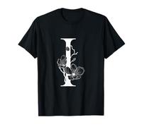 Lettre de l'alphabet Anglaise Blanche I Monogramme Initiale Noire T-Shirt