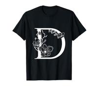 Lettre de l'alphabet Blanche Anglaise D Monogramme Initiale Noire T-Shirt