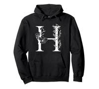 Lettre de l'alphabet Blanche Anglaise H Monogramme Initiale Noire Sweat à Capuche