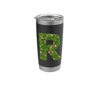 Lettre de l'alphabet floral initiale rose B botanique art de verdure Gobelet isotherme en acier inoxydable double paroi