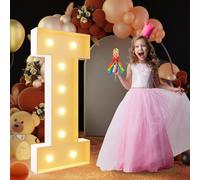 Lettre de l'alphabet lumineuse à DEL pour chapiteau - Lumière chaude - Télécommande - Lettres romantiques décoratives pour mariage, Saint-Valentin, anniversaire - 70 cm - 70 cm - I