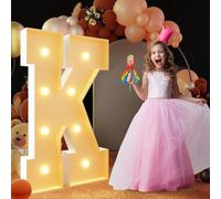 Lettre de l'alphabet lumineuse à DEL pour chapiteau - Lumière chaude - Télécommande - Lettres romantiques décoratives pour mariage, Saint-Valentin, anniversaire - 100 cm - K