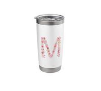 Lettre de l'alphabet originale cool monogramme fleurs cadeaux floral lettre M Gobelet isotherme en acier inoxydable double paroi