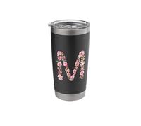 Lettre de l'alphabet originale cool monogramme fleurs cadeaux floral lettre M Gobelet isotherme en acier inoxydable double paroi