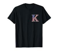 Lettre de Monogramme Familial Patriotique avec Drapeau américain Initiale K T-Shirt