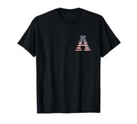Lettre de Monogramme Familial Patriotique avec Drapeau américain Initiale T-Shirt
