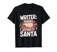 Lettre de Noël écrivain au Père Noël Auteur romancier Noël T-Shirt Graphique avec Valeur