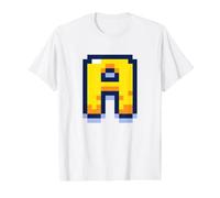 Lettre de Pixel A rétro 8 Bits Alphabet Initiale T-Shirt Graphique avec Valeur, Homme, Blanc, S