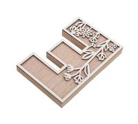 Lettre Décorative E en Bois pour Mur, Motif Botanique Rustique