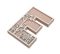 Lettre Décorative en Bois E Rustique pour Mur, Chambre Bébé | Décor Floral Élégant, Bois Beige Gravé, Prête à Poser, pour Nursery et Anniversaire Garçon et Filles
