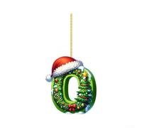 Lettre décorative plate 2D pour sapin de Noël, vert (O)