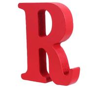 Lettre Décorative R en Bois Rouge, Déco Vintage Stable pour Table | Finition Rouge Lustrée, Grain Visible et Surface Polie, pour Étagères, Centres de Table et Bureau