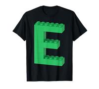Lettre E Alphabet Monogramme Initiale ABC Briques de Construction T-Shirt