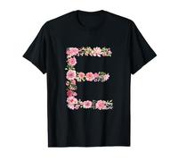 Lettre E de l'alphabet Initiale Cool Monogramme Fleurs Floral T-Shirt Graphique avec Valeur