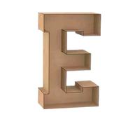 Lettre E décorative en bois 3D, hauteur 100 cm, épaisseur 6 mm