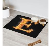 Lettre E Fire Tapis d'alimentation pour chat chien bol d'eau Tapis de nourriture Symbole E Tapis d'alimentation pour animaux de compagnie Absorbant Nti-Slip Contain Spills Protège les sols Napperon