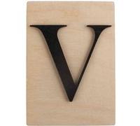 Rayher 63113576 Tuile en bois Lettre V, 1 pce., FSC Mixed Credit, noir, 10,5 x 14,8 cm, épaisseur 4 mm, effet 3D, décoration d’intérieur, arts créatifs