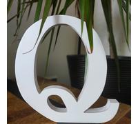 Lettre en bois blanche, env. 20 cm, épaisseur 1,8 cm, lettre Q