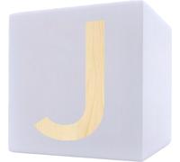 Lettre en bois cube, 5 x 5 cm, blanc, lettre J