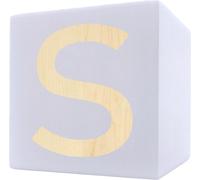 Lettre en bois cube, 5 x 5 cm, blanc, lettre S