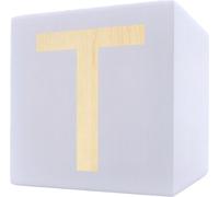 Lettre en bois cube, 5 x 5 cm, blanc, lettre T