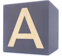 Lettre en bois cube, 5 x 5 cm, gris, lettre A