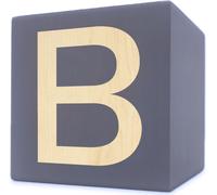Lettre en bois cube, 5 x 5 cm, gris, lettre B