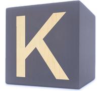 Lettre en bois cube, 5 x 5 cm, gris, lettre K