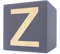 Lettre en bois cube, 5 x 5 cm, gris, lettre Z