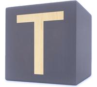 Lettre en bois cube, 5 x 5 cm, grise, lettre T