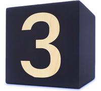 Lettre en bois cube, 5 x 5 cm, noir, chiffre 3