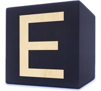 Lettre en bois cube, 5 x 5 cm, noir, lettre E