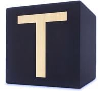 Lettre en bois cube, 5 x 5 cm, noir, lettre T